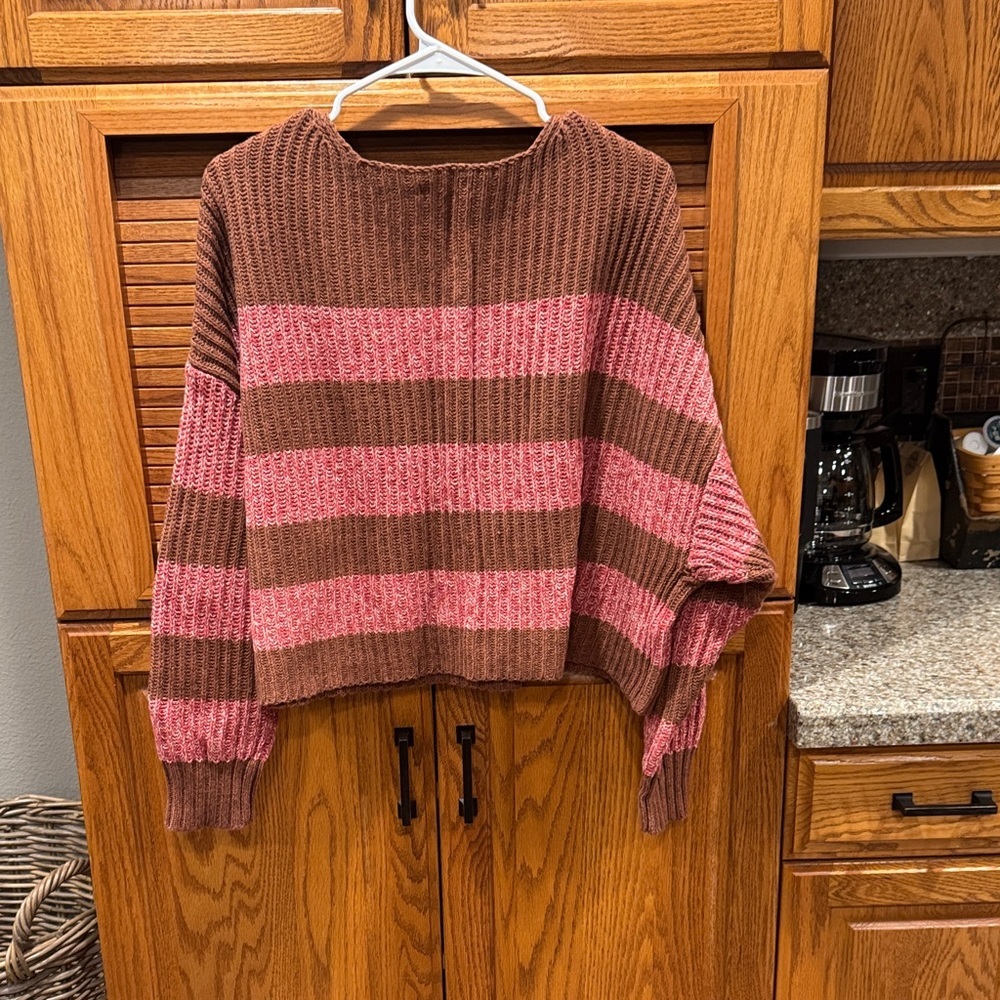 American Eagle Outfitters Brown and Pink Striped Sweater - Picture 3 of 3